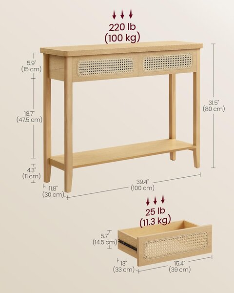 SONGMICS Konzolový stolík Vasagle Bench dub prírodný