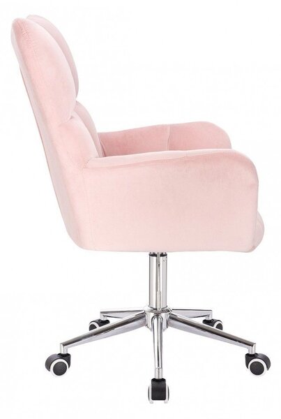 LuxuryForm DESIGN Kreslo AURORA VELUR na striebornej podstave s kolieskami - svetlo ružové