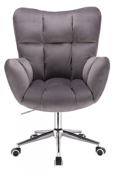 LuxuryForm DESIGN Kreslo AURORA VELUR na striebornej podstave s kolieskami - tmavo šedé