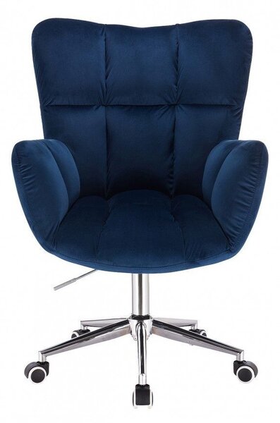 LuxuryForm DESIGN Kreslo AURORA VELUR na striebornej podstave s kolieskami - modré