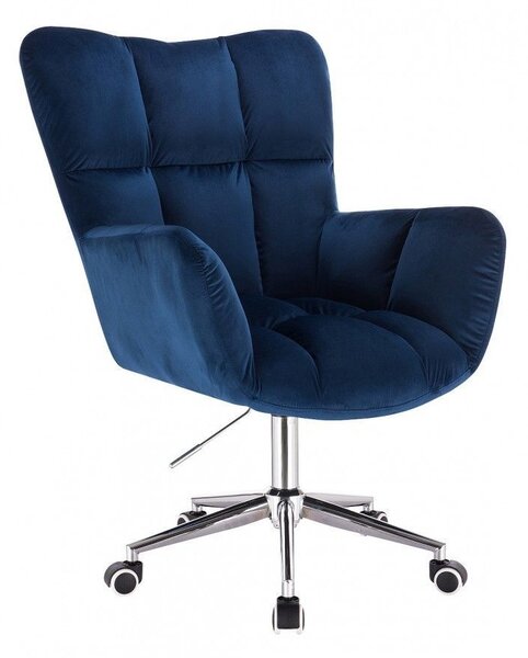 LuxuryForm DESIGN Kreslo AURORA VELUR na striebornej podstave s kolieskami - modré