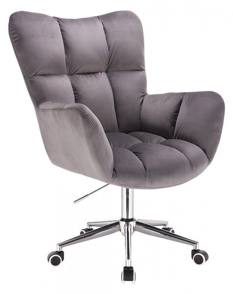 LuxuryForm DESIGN Kreslo AURORA VELUR na striebornej podstave s kolieskami - tmavo šedé