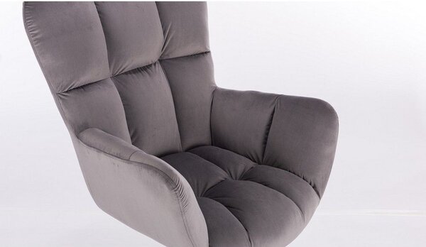 LuxuryForm DESIGN Kreslo AURORA VELUR na striebornej podstave s kolieskami - tmavo šedé