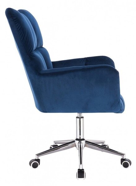LuxuryForm DESIGN Kreslo AURORA VELUR na striebornej podstave s kolieskami - modré