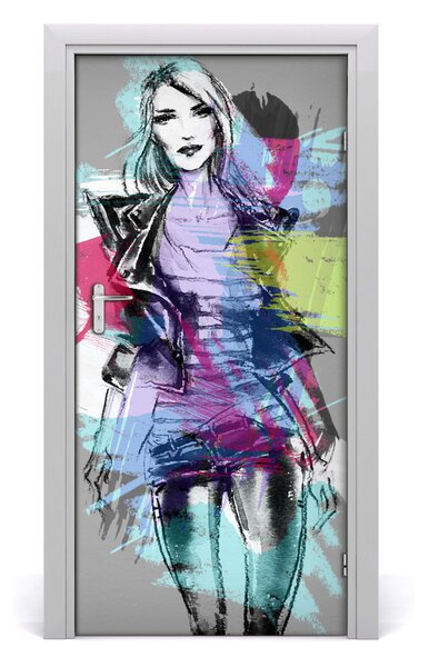Samolepiace fototapety na dvere abstrakcie žena 95x205 cm