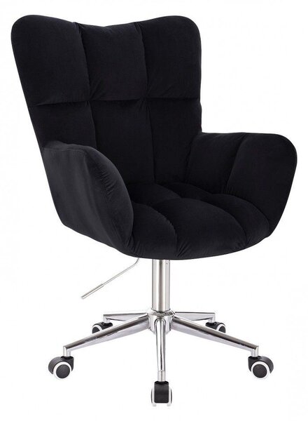 LuxuryForm DESIGN Kreslo AURORA VELUR na striebornej podstave s kolieskami - čierne