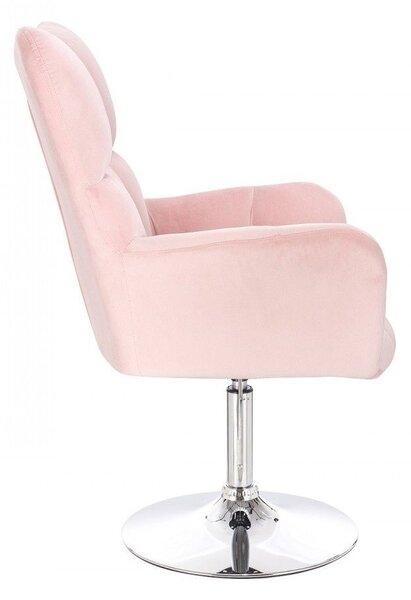 LuxuryForm DESIGN Kreslo AURORA VELUR na striebornom tanieri - svetlo ružové