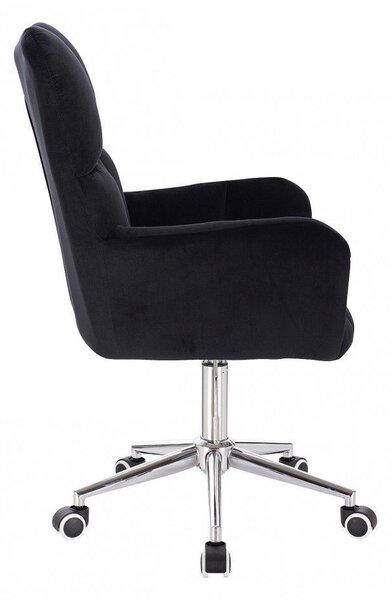 LuxuryForm DESIGN Kreslo AURORA VELUR na striebornej podstave s kolieskami - čierne