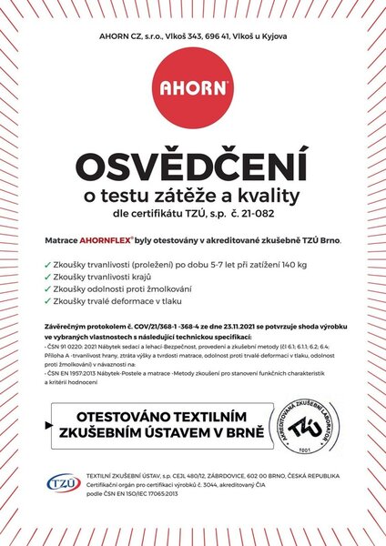 Ahorn KUKI 8 cm - matrac pre bábätká z vysoko kvalitnej stredne tvrdej peny