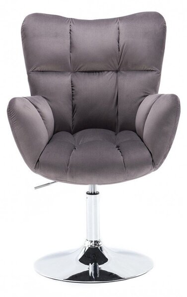 LuxuryForm DESIGN Kreslo AURORA VELUR na striebornom tanieri - tmavo šedé