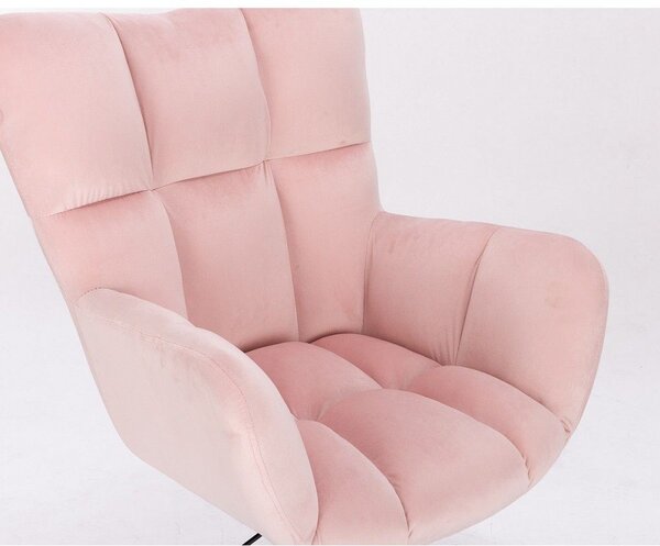 LuxuryForm DESIGN Kreslo AURORA VELUR na striebornom kríži - svetlo ružové