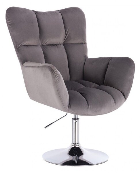 LuxuryForm DESIGN Kreslo AURORA VELUR na striebornom tanieri - tmavo šedé