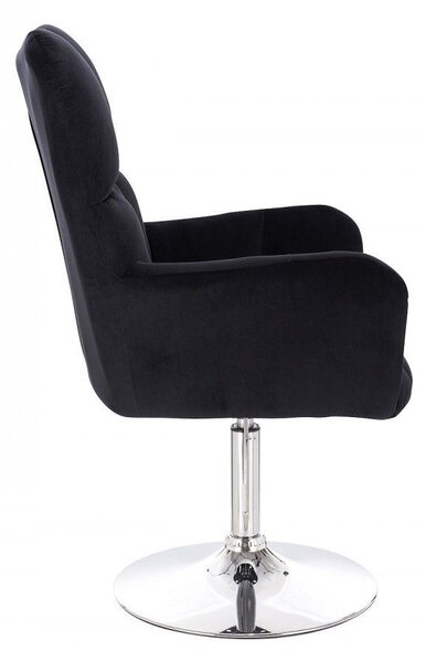 LuxuryForm DESIGN Kreslo AURORA VELUR na striebornom tanieri - čierne