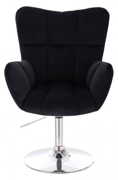 LuxuryForm DESIGN Kreslo AURORA VELUR na striebornom tanieri - čierne