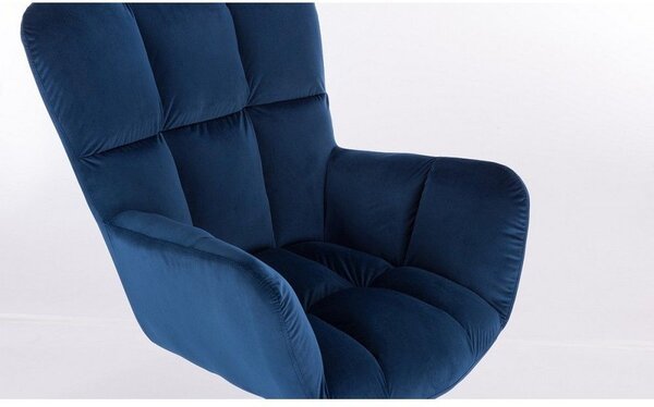 LuxuryForm DESIGN Kreslo AURORA VELUR na striebornom tanieri - modré