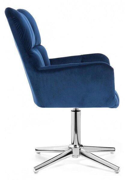 LuxuryForm DESIGN Kreslo AURORA VELUR na striebornom kríži - modré