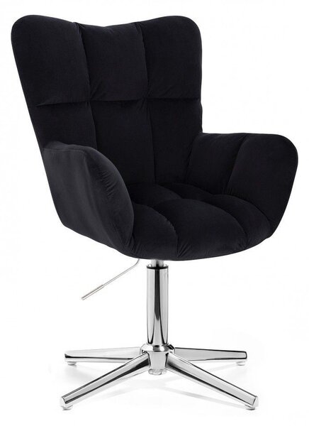 LuxuryForm DESIGN Kreslo AURORA VELUR na striebornom kríži - čierne