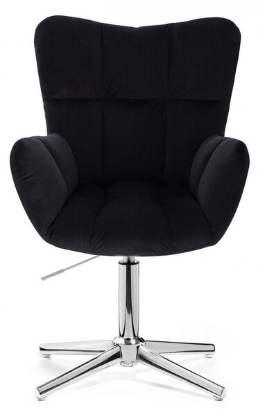 LuxuryForm DESIGN Kreslo AURORA VELUR na striebornom kríži - čierne