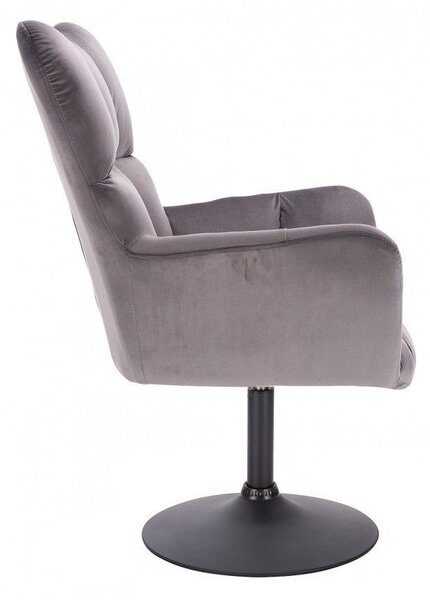 LuxuryForm DESIGN Kreslo AURORA VELUR na čiernom tanieri - tmavo šedé