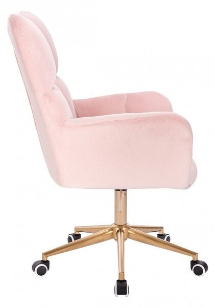 LuxuryForm DESIGN Kreslo AURORA VELUR na zlatej podstave s kolieskami - svetlo ružové