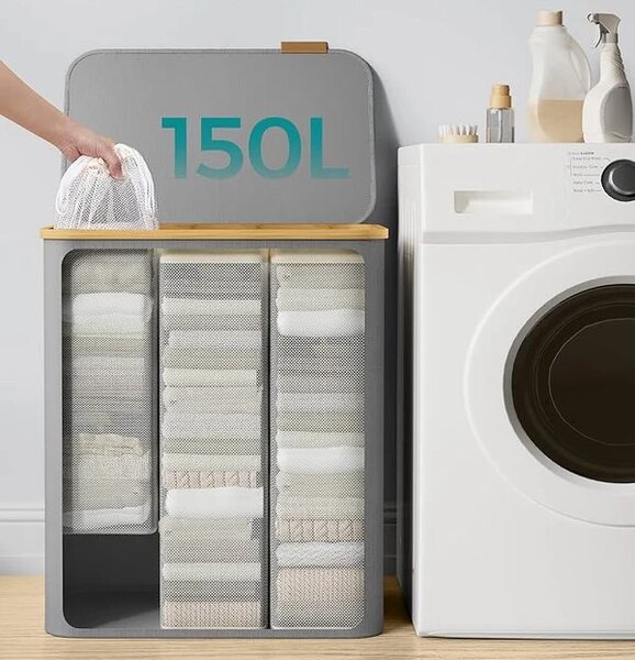 SONGMICS Kôš na bielizeň Leslie 150 L sivý