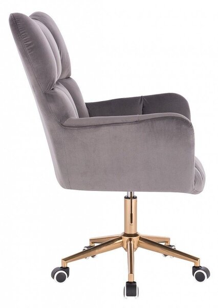 LuxuryForm DESIGN Kreslo AURORA VELUR na zlatej podstave s kolieskami - tmavo šedé