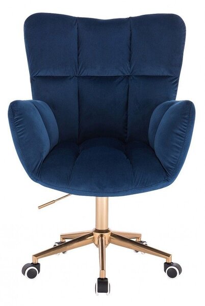 LuxuryForm DESIGN Kreslo AURORA VELUR na zlatej podstave s kolieskami - modré