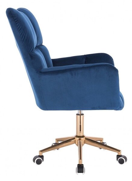 LuxuryForm DESIGN Kreslo AURORA VELUR na zlatej podstave s kolieskami - modré