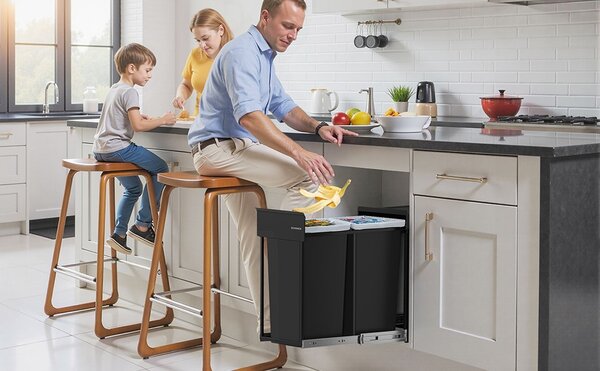 SONGMICS Kôš na triedený odpad Abes 20 l čierny