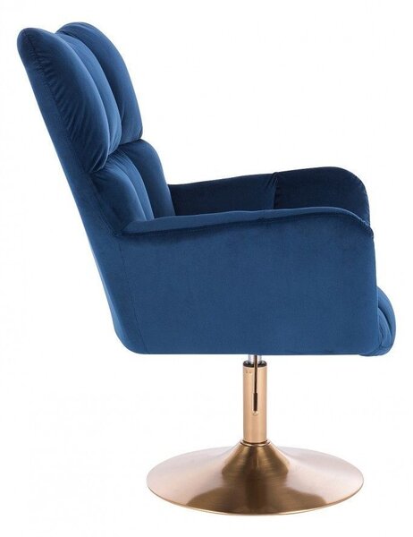 LuxuryForm DESIGN Kreslo AURORA VELUR na zlatom tanieri - modré