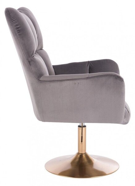 LuxuryForm DESIGN Kreslo AURORA VELUR na zlatom tanieri - tmavo šedé