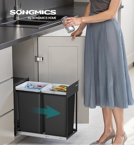 SONGMICS Kôš na triedený odpad Abes 30 l čierny