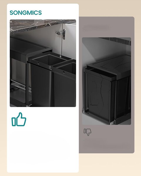 SONGMICS Kôš na triedený odpad Abes 20 l čierny