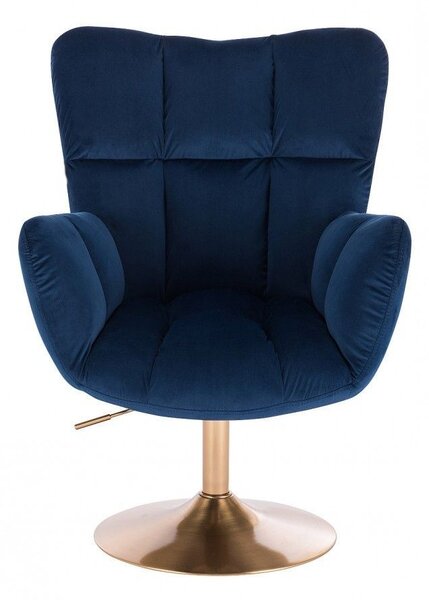 LuxuryForm DESIGN Kreslo AURORA VELUR na zlatom tanieri - modré