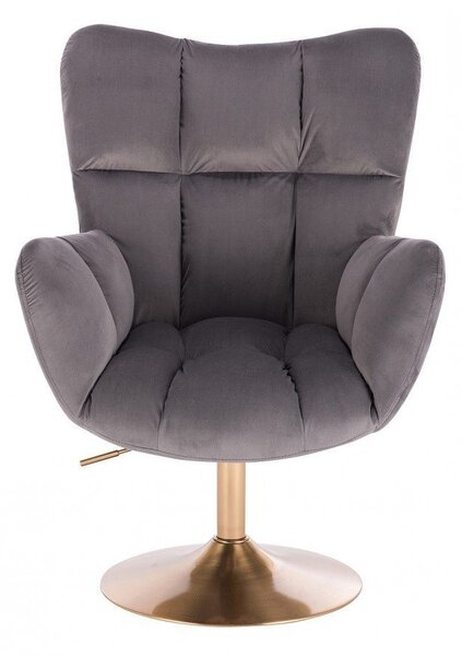 LuxuryForm DESIGN Kreslo AURORA VELUR na zlatom tanieri - tmavo šedé