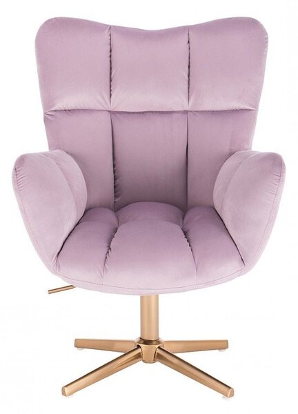 LuxuryForm DESIGN Kreslo AURORA VELUR na zlatom kríži - levanduľa