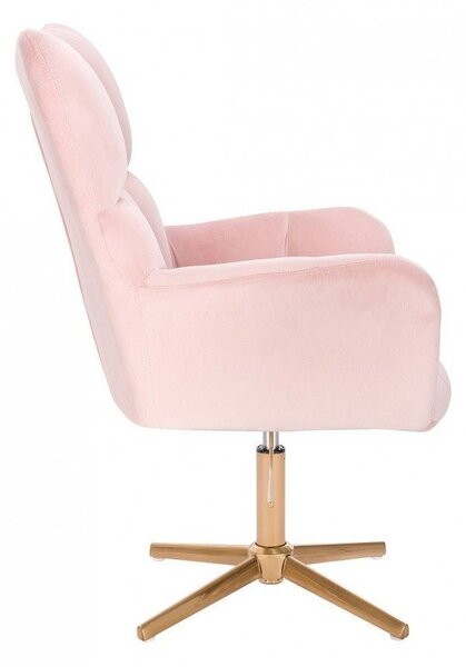 LuxuryForm DESIGN Kreslo AURORA VELUR na zlatom kríži - svetlo ružové