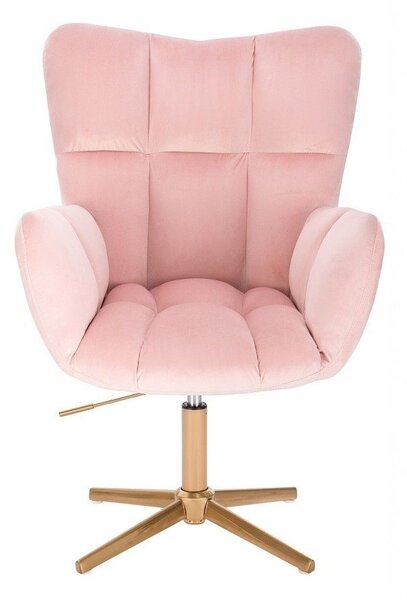 LuxuryForm DESIGN Kreslo AURORA VELUR na zlatom kríži - svetlo ružové