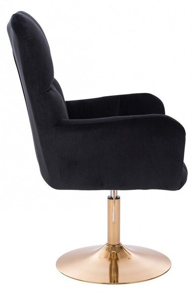 LuxuryForm DESIGN Kreslo AURORA VELUR na zlatom tanieri - čierne