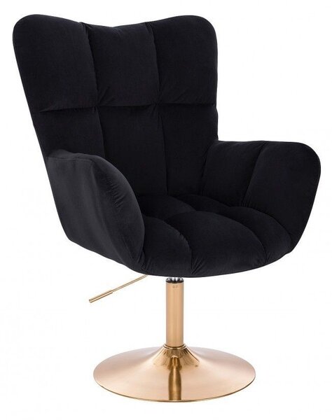 LuxuryForm DESIGN Kreslo AURORA VELUR na zlatom tanieri - čierne