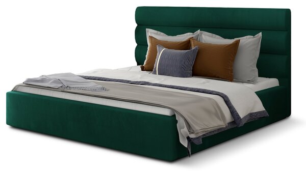 Drevko Čalúnená posteľ s úložným priestorom Caramel - Monolith 37 - 160 x 200 cm, Zelená