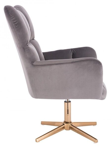LuxuryForm DESIGN Kreslo AURORA VELUR na zlatom kríži - tmavo šedé