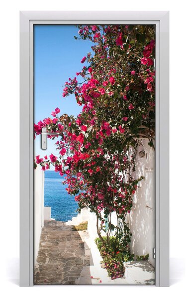 Fototapeta samolepiace na dvere gréckej uličky 95x205 cm
