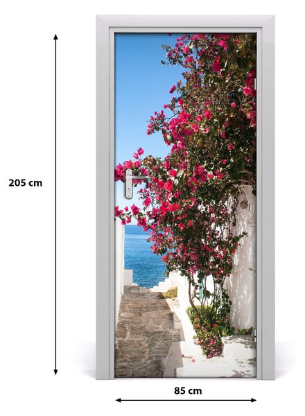 Fototapeta samolepiace na dvere gréckej uličky 85x205 cm