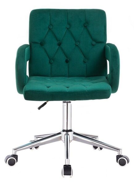 LuxuryForm DESIGN Stolička BOSTON VELUR na striebornej podstave s kolieskami - zelená
