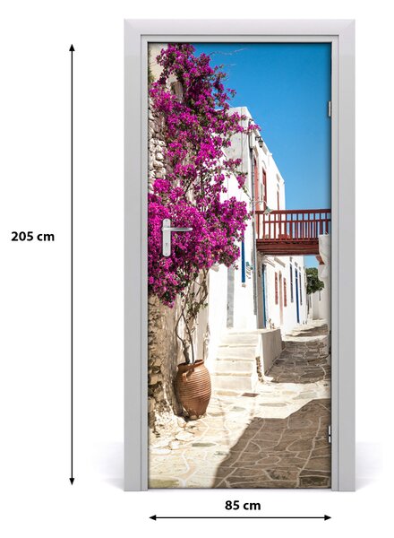 Fototapeta samolepiace na dvere gréckej uličky 85x205 cm