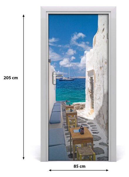Fototapeta samolepiace na dvere gréckej uličky 85x205 cm