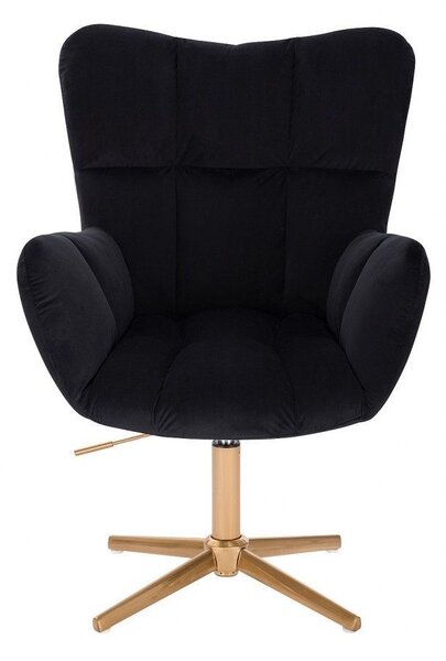 LuxuryForm DESIGN Kreslo AURORA VELUR na zlatom kríži - čierne