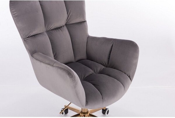 LuxuryForm DESIGN Kreslo AURORA VELUR na zlatom kríži - tmavo šedé