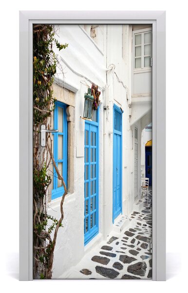Fototapeta samolepiace na dvere gréckej uličky 95x205 cm